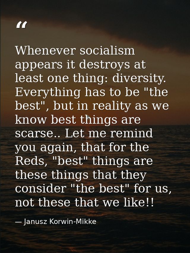 Whenever socialism appears it destroys at least one thing: diversity. Everything has to be "the best", but in reality as — Janusz Korwin-Mikke