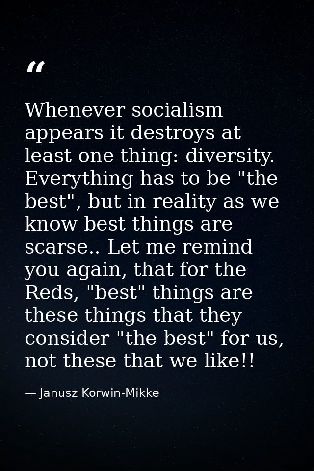 Whenever socialism appears it destroys at least one thing: diversity. Everything has to be "the best", but in reality as — Janusz Korwin-Mikke
