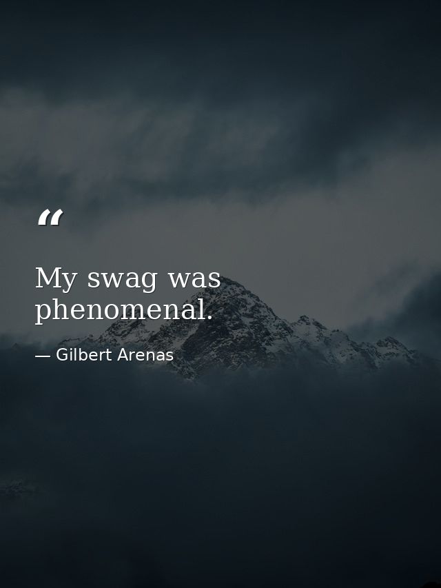 My swag was phenomenal. — Gilbert Arenas