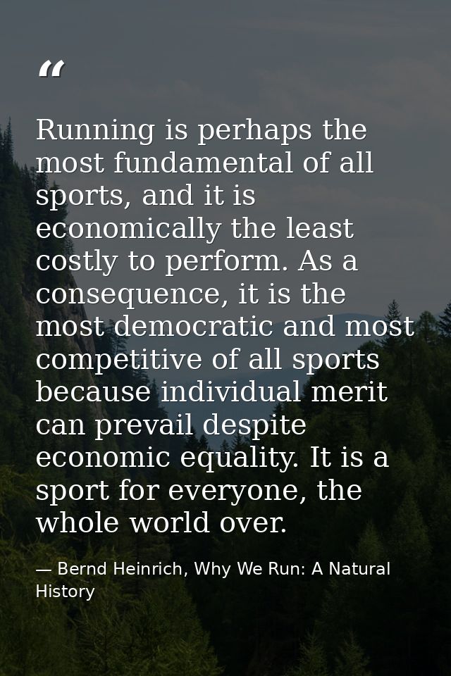 Running is perhaps the most fundamental of all sports, and it is economically the least costly to perform. As a conseque — Bernd Heinrich, Why We Run: A Natural History