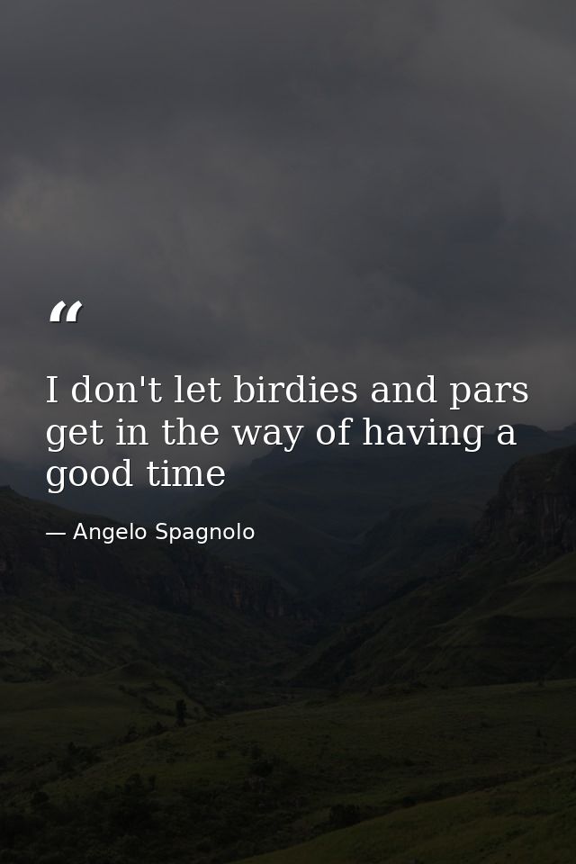 I don't let birdies and pars get in the way of having a good time — Angelo Spagnolo