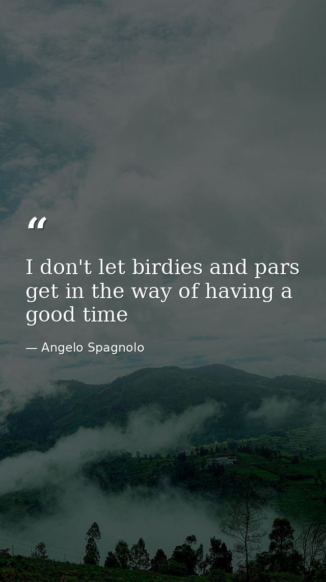 I don't let birdies and pars get in the way of having a good time — Angelo Spagnolo
