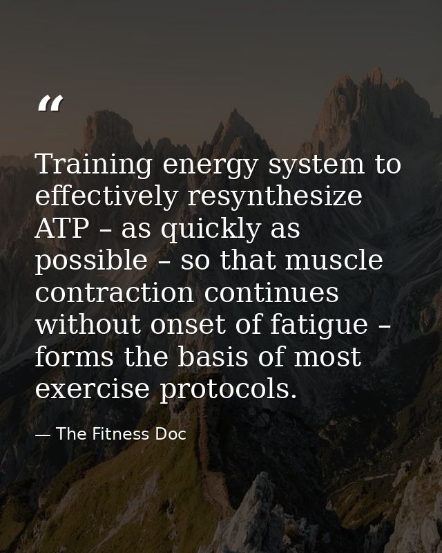 Training energy system to effectively resynthesize ATP – as quickly as possible – so that muscle contraction continues w — The Fitness Doc