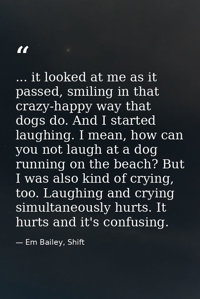... it looked at me as it passed, smiling in that crazy-happy way that dogs do. And I started laughing. I mean, how can  — Em Bailey, Shift