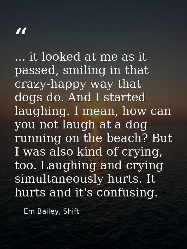 ... it looked at me as it passed, smiling in that crazy-happy way that dogs do. And I started laughing. I mean, how can  — Em Bailey, Shift