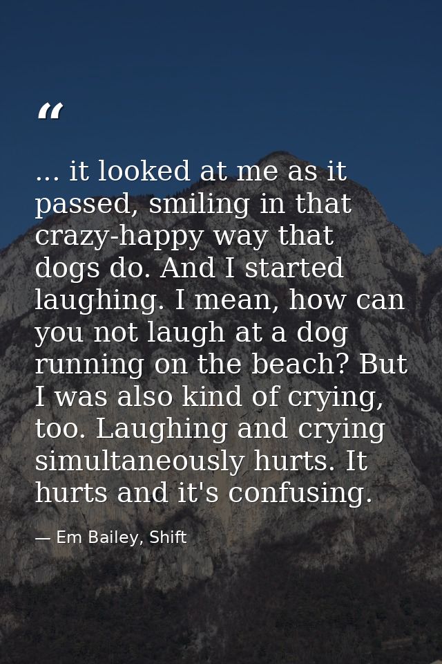 ... it looked at me as it passed, smiling in that crazy-happy way that dogs do. And I started laughing. I mean, how can  — Em Bailey, Shift
