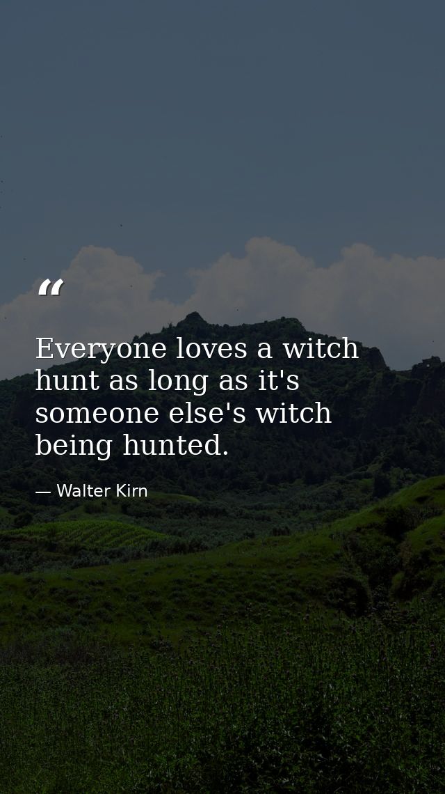 Everyone loves a witch hunt as long as it's someone else's witch being hunted. — Walter Kirn