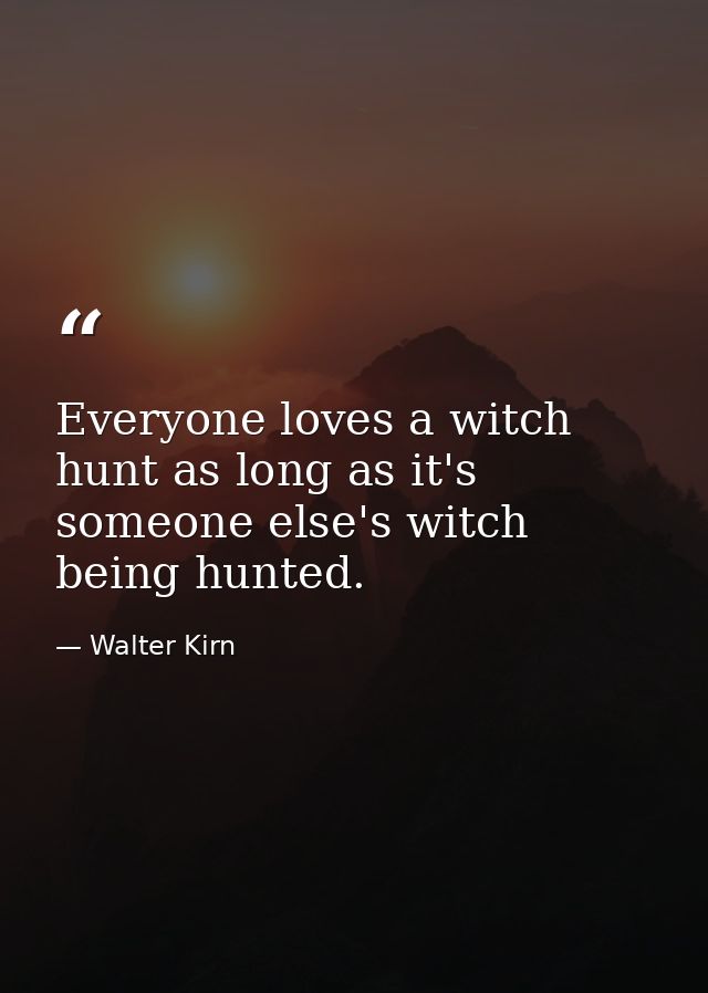 Everyone loves a witch hunt as long as it's someone else's witch being hunted. — Walter Kirn