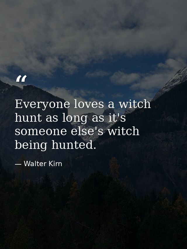 Everyone loves a witch hunt as long as it's someone else's witch being hunted. — Walter Kirn