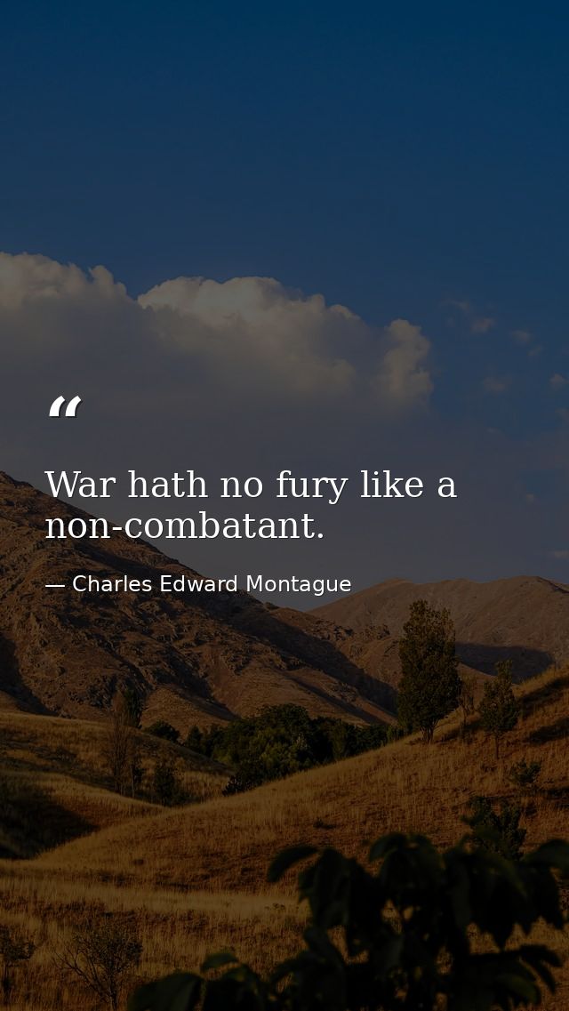 War hath no fury like a non-combatant. — Charles Edward Montague
