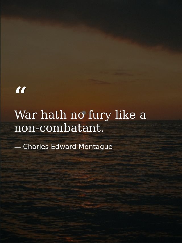 War hath no fury like a non-combatant. — Charles Edward Montague