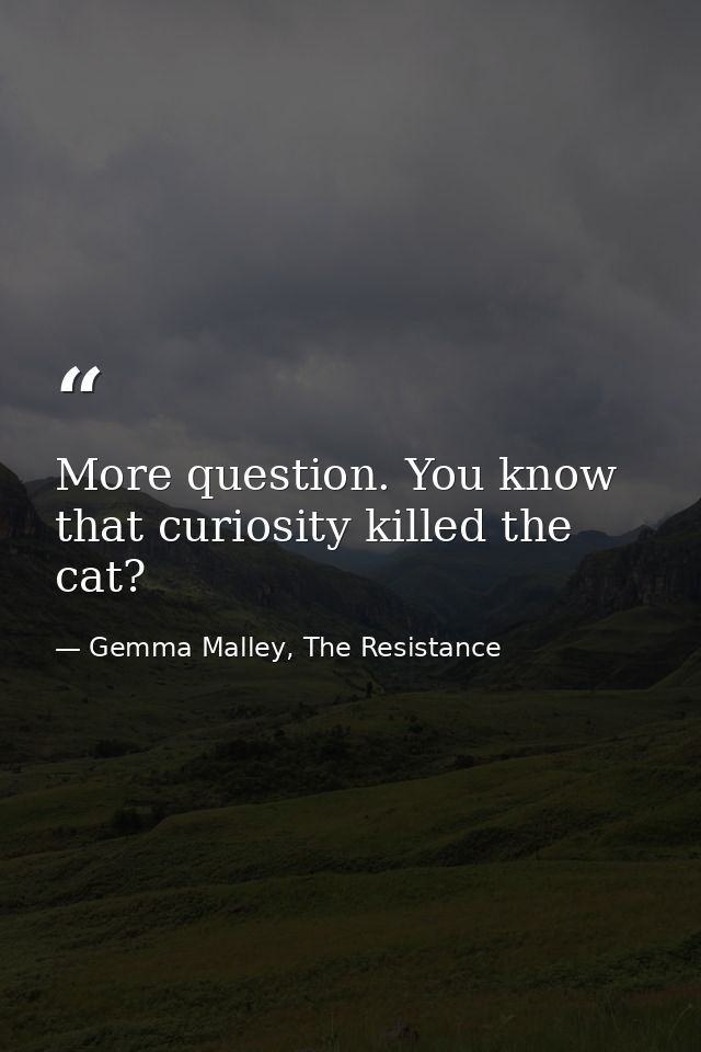 More question. You know that curiosity killed the cat? — Gemma Malley, The Resistance