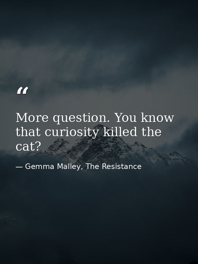 More question. You know that curiosity killed the cat? — Gemma Malley, The Resistance