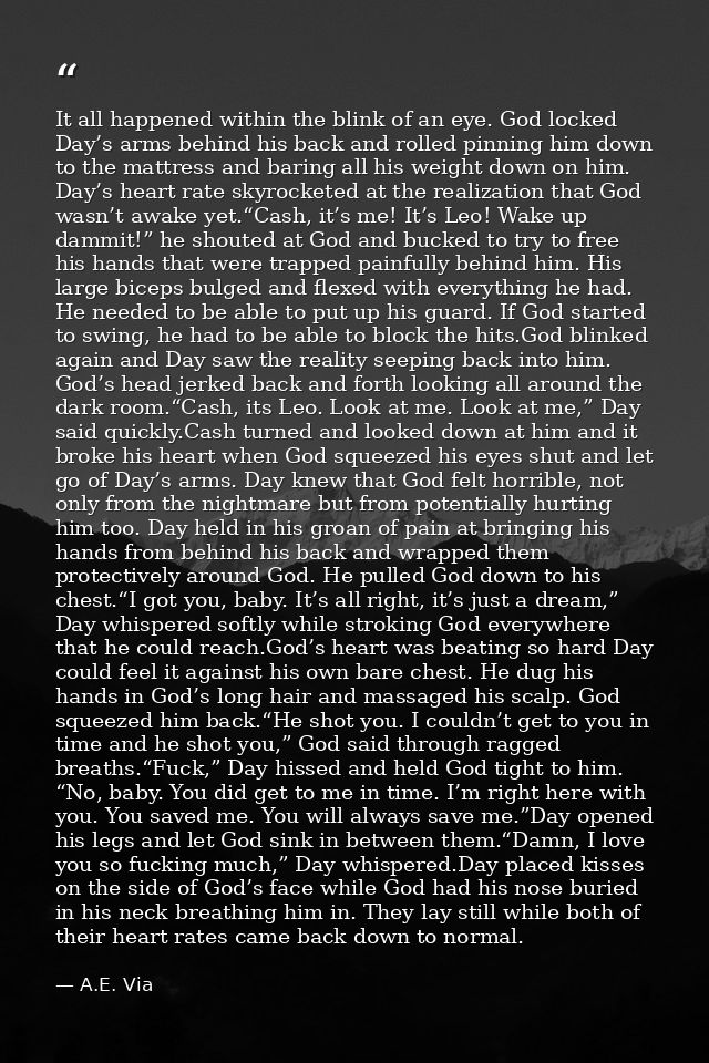 It all happened within the blink of an eye. God locked Day’s arms behind his back and rolled pinning him down to the mat — A.E. Via