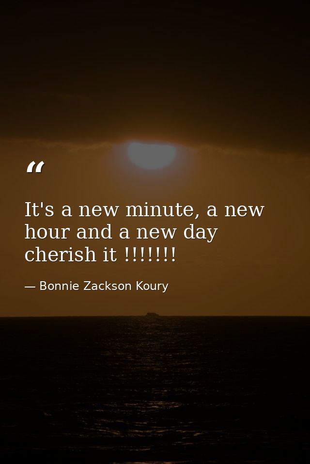 It's a new minute, a new hour and a new day cherish it !!!!!!! — Bonnie Zackson Koury
