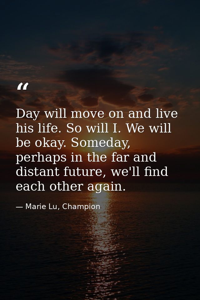 Day will move on and live his life. So will I. We will be okay. Someday, perhaps in the far and distant future, we'll fi — Marie Lu, Champion