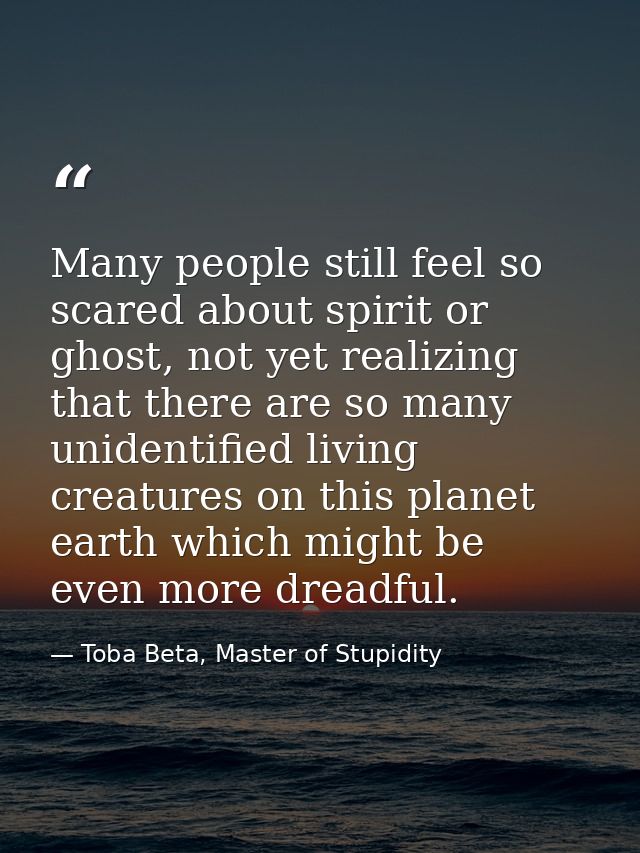 Many people still feel so scared about spirit or ghost, not yet realizing that there are so many unidentified living cre — Toba Beta, Master of Stupidity