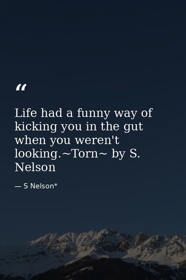 Life had a funny way of kicking you in the gut when you weren't looking.~Torn~ by S. Nelson — S Nelson*