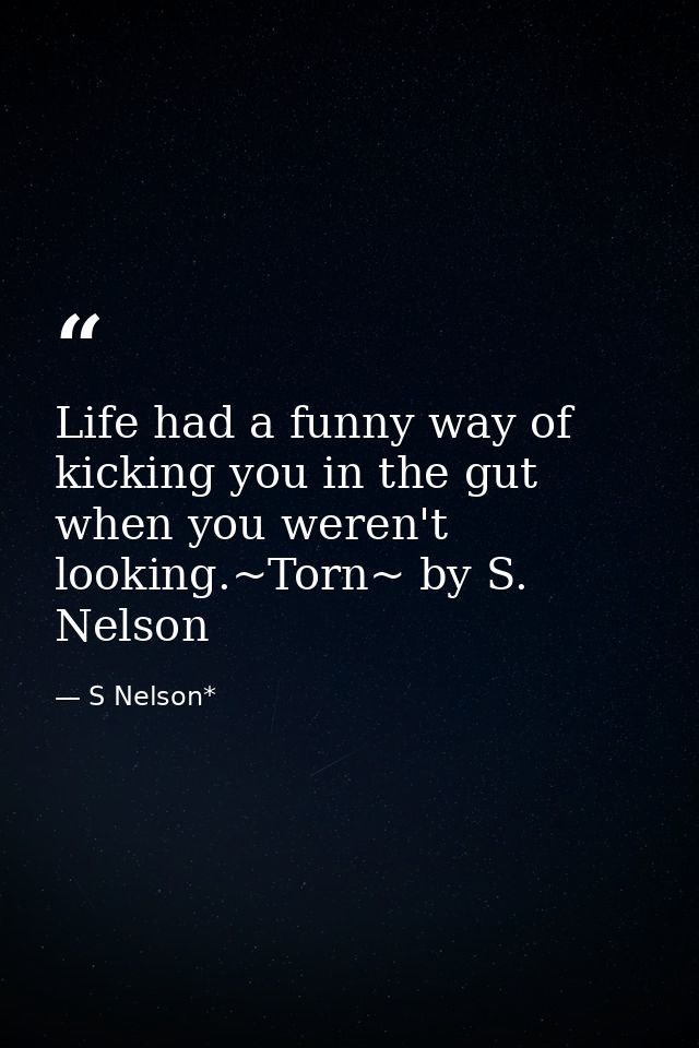 Life had a funny way of kicking you in the gut when you weren't looking.~Torn~ by S. Nelson — S Nelson*