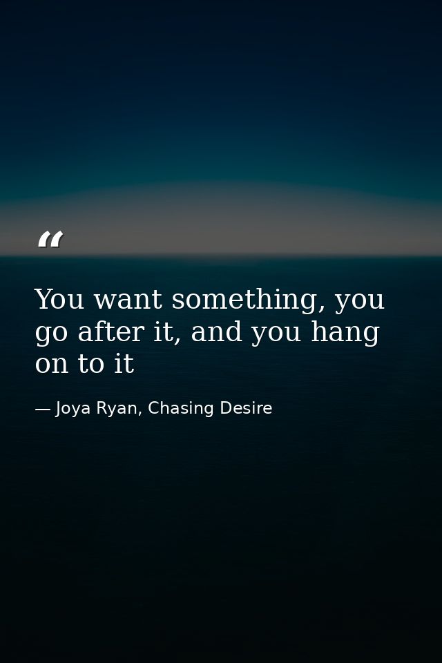 You want something, you go after it, and you hang on to it — Joya Ryan, Chasing Desire