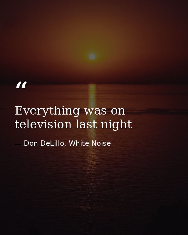Everything was on television last night — Don DeLillo, White Noise