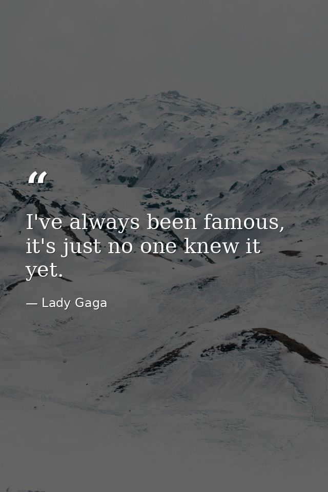 I've always been famous, it's just no one knew it yet. — Lady Gaga