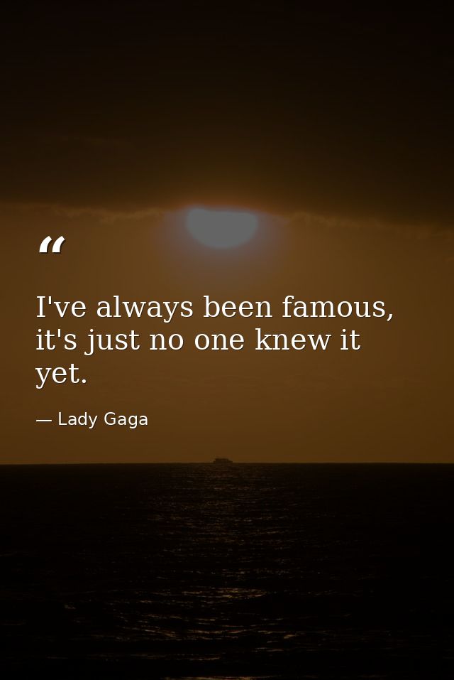 I've always been famous, it's just no one knew it yet. — Lady Gaga