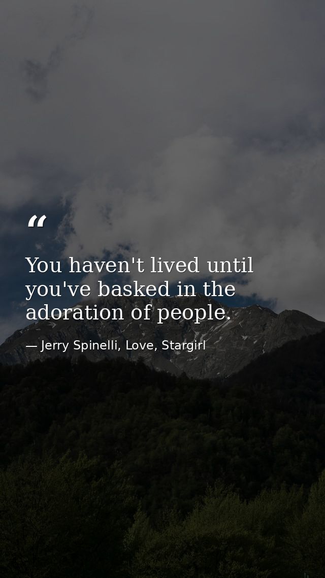 You haven't lived until you've basked in the adoration of people. — Jerry Spinelli, Love, Stargirl