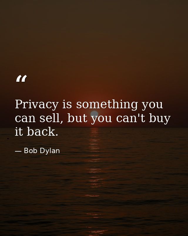 Privacy is something you can sell, but you can't buy it back. — Bob Dylan