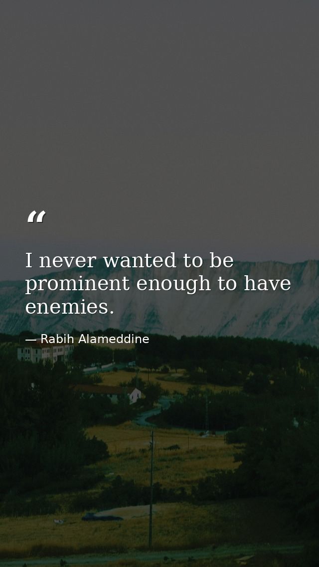 I never wanted to be prominent enough to have enemies. — Rabih Alameddine