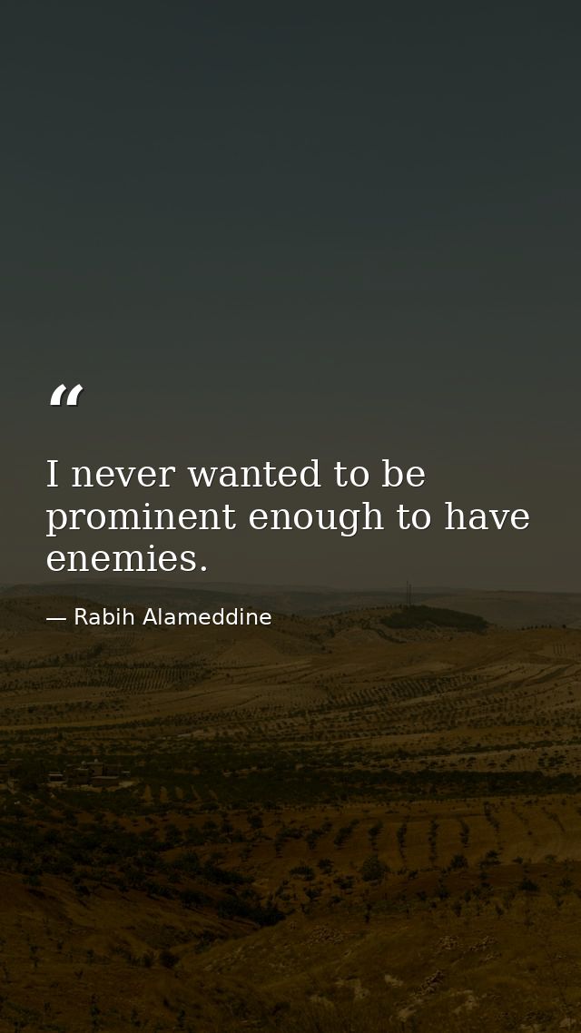 I never wanted to be prominent enough to have enemies. — Rabih Alameddine