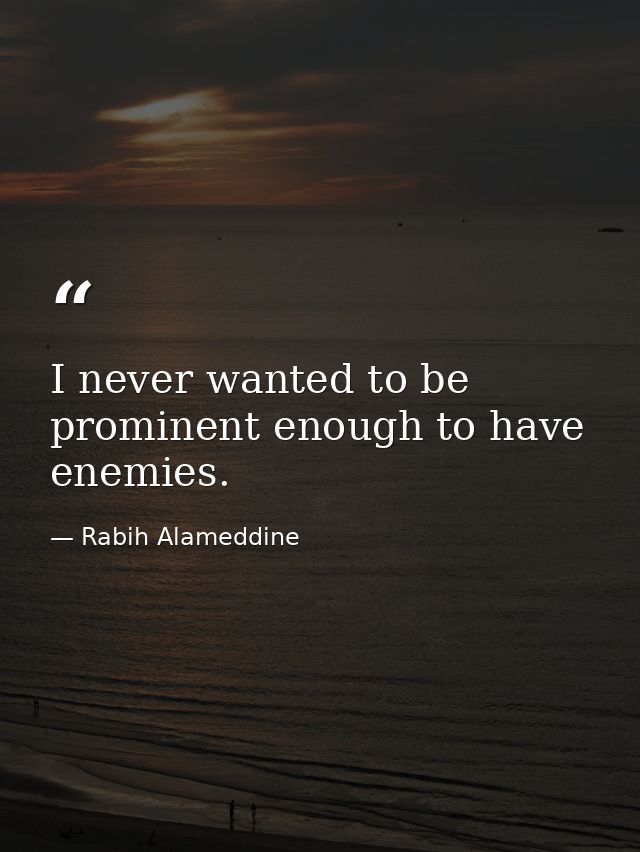 I never wanted to be prominent enough to have enemies. — Rabih Alameddine