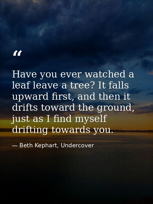 Have you ever watched a leaf leave a tree? It falls upward first, and then it drifts toward the ground, just as I find m — Beth Kephart, Undercover