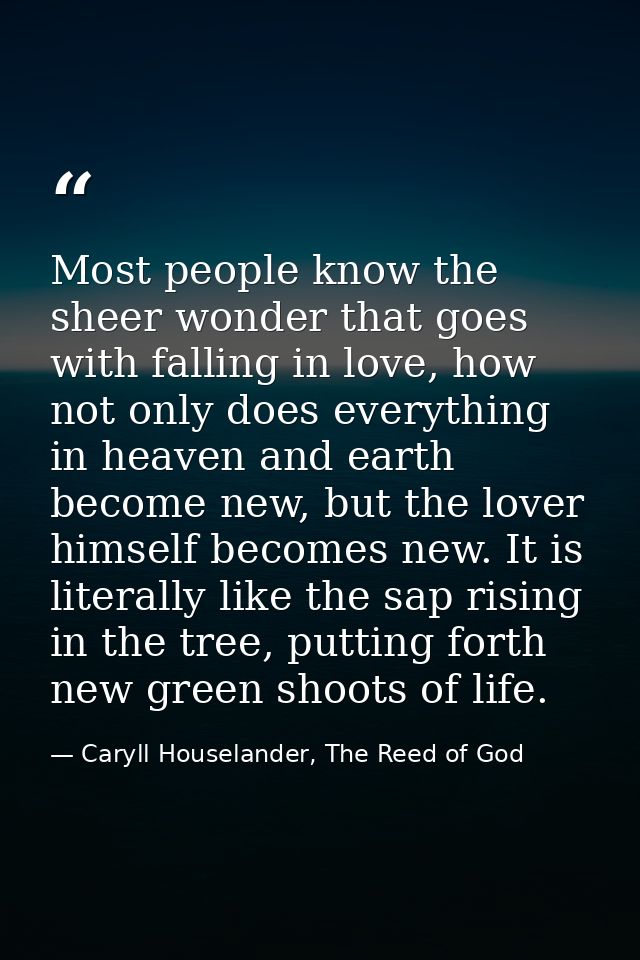Most people know the sheer wonder that goes with falling in love, how not only does everything in heaven and earth becom — Caryll Houselander, The Reed of God