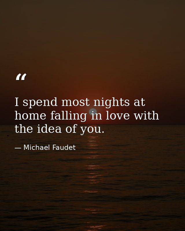 I spend most nights at home falling in love with the idea of you. — Michael Faudet