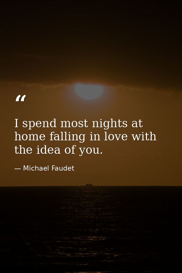 I spend most nights at home falling in love with the idea of you. — Michael Faudet