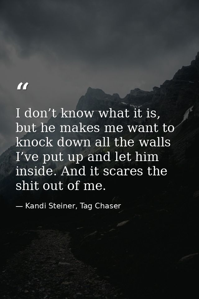I don’t know what it is, but he makes me want to knock down all the walls I’ve put up and let him inside. And it scares  — Kandi Steiner, Tag Chaser