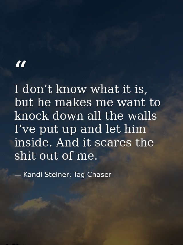 I don’t know what it is, but he makes me want to knock down all the walls I’ve put up and let him inside. And it scares  — Kandi Steiner, Tag Chaser