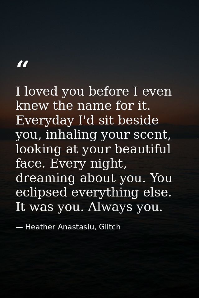 I loved you before I even knew the name for it. Everyday I'd sit beside you, inhaling your scent, looking at your beauti — Heather Anastasiu, Glitch