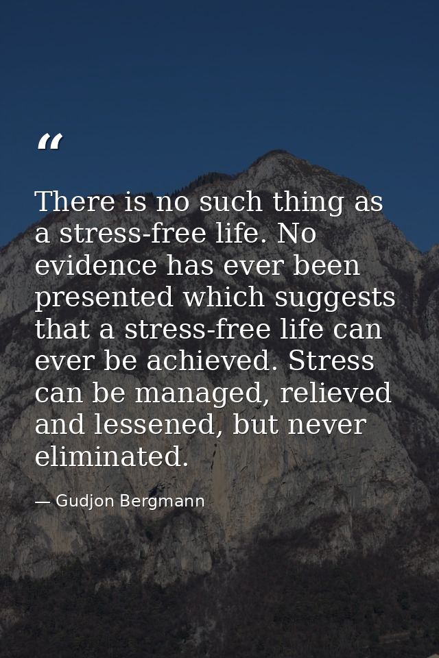 There is no such thing as a stress-free life. No evidence has ever been presented which suggests that a stress-free life — Gudjon Bergmann