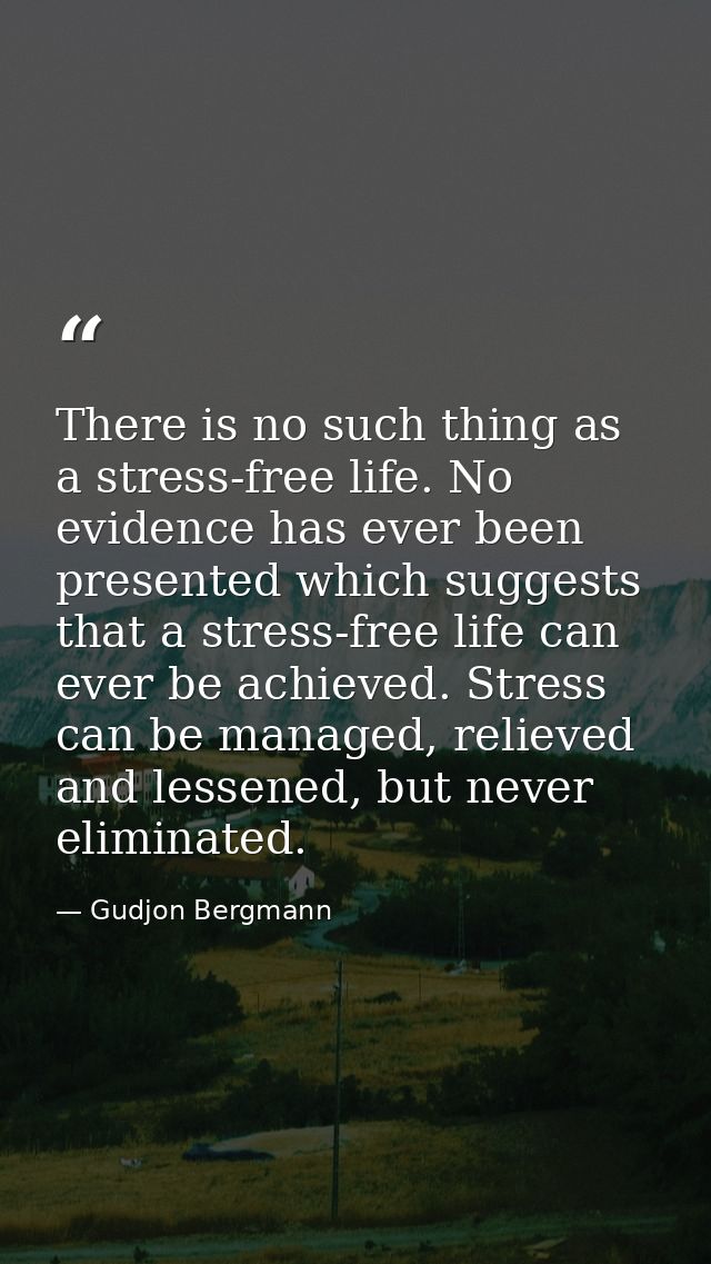 There is no such thing as a stress-free life. No evidence has ever been presented which suggests that a stress-free life — Gudjon Bergmann