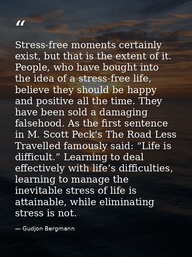 Stress-free moments certainly exist, but that is the extent of it. People, who have bought into the idea of a stress-fre — Gudjon Bergmann