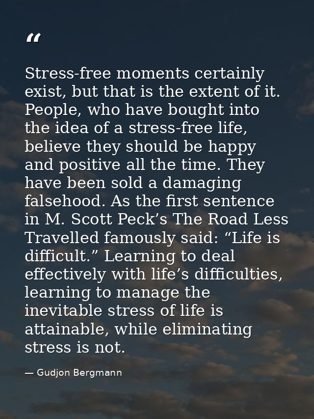 Stress-free moments certainly exist, but that is the extent of it. People, who have bought into the idea of a stress-fre — Gudjon Bergmann