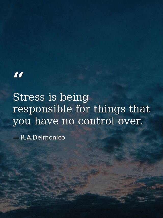 Stress is being responsible for things that you have no control over. — R.A.Delmonico