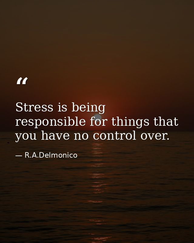 Stress is being responsible for things that you have no control over. — R.A.Delmonico