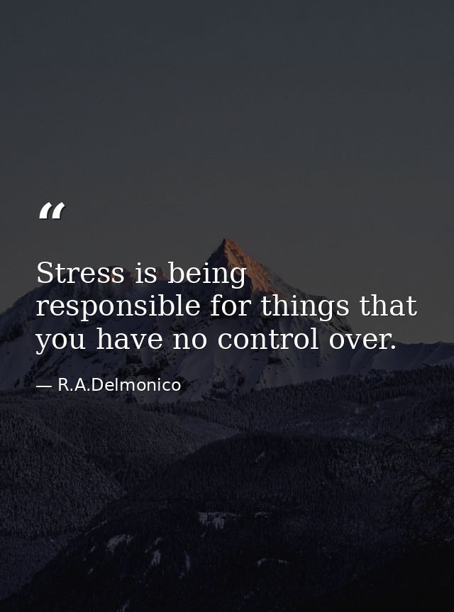 Stress is being responsible for things that you have no control over. — R.A.Delmonico