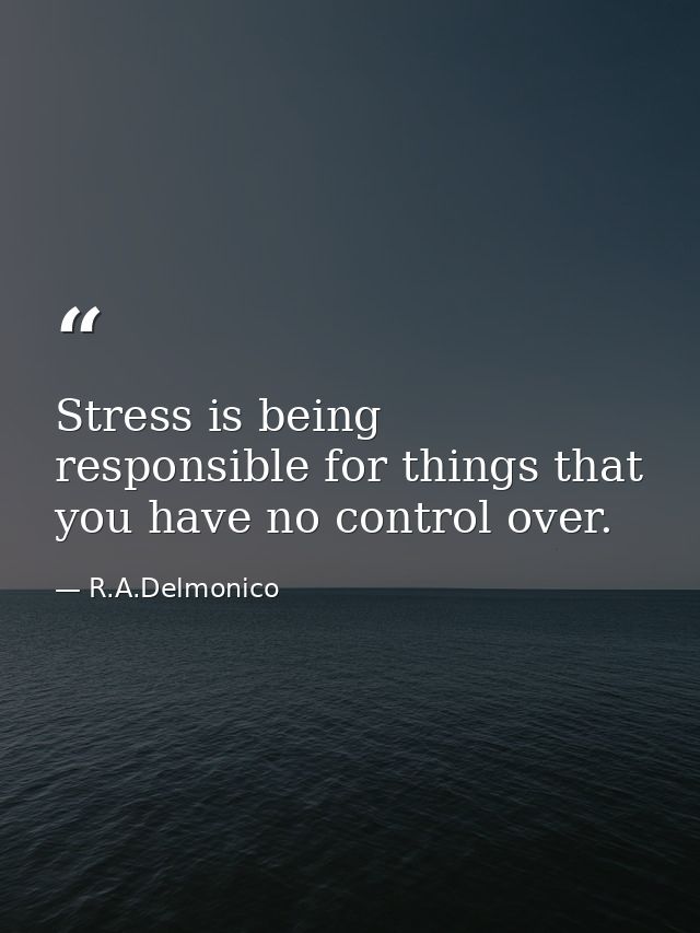 Stress is being responsible for things that you have no control over. — R.A.Delmonico