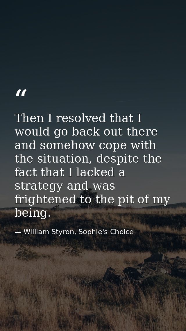 Then I resolved that I would go back out there and somehow cope with the situation, despite the fact that I lacked a str — William Styron, Sophie's Choice
