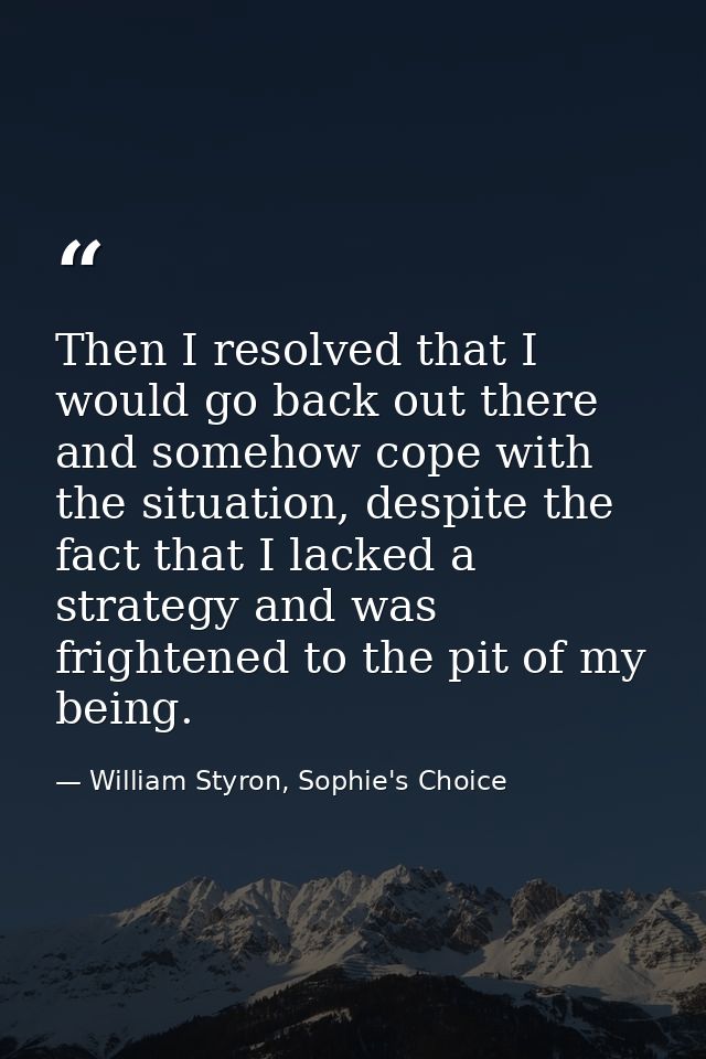 Then I resolved that I would go back out there and somehow cope with the situation, despite the fact that I lacked a str — William Styron, Sophie's Choice