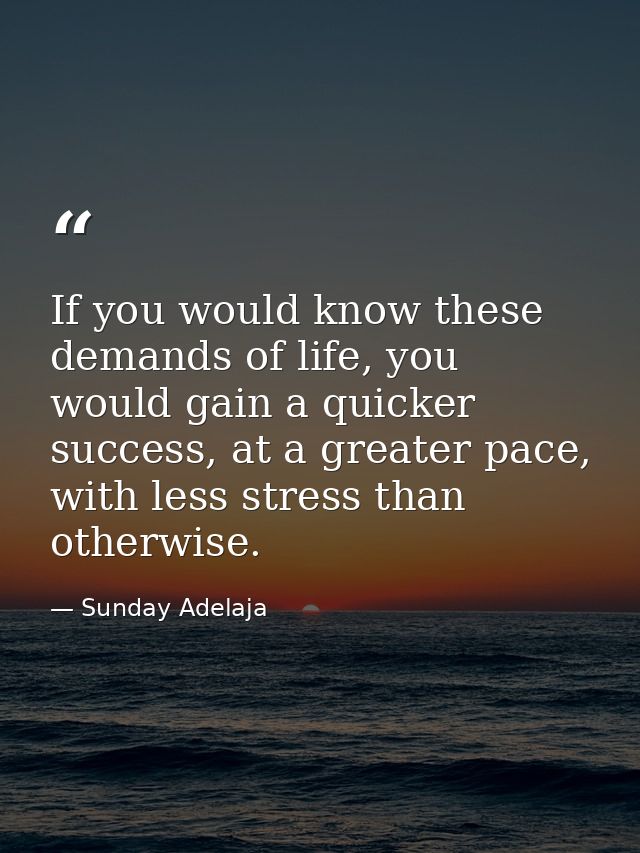 If you would know these demands of life, you would gain a quicker success, at a greater pace, with less stress than othe — Sunday Adelaja